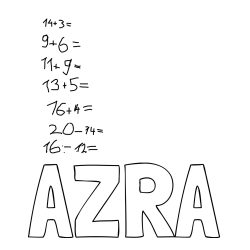 Pobarvanka imena AZRA in računaj