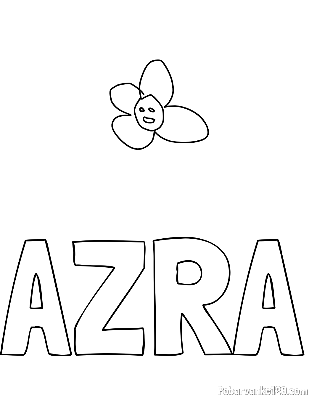 Pobarvanka imena AZRA in rozica