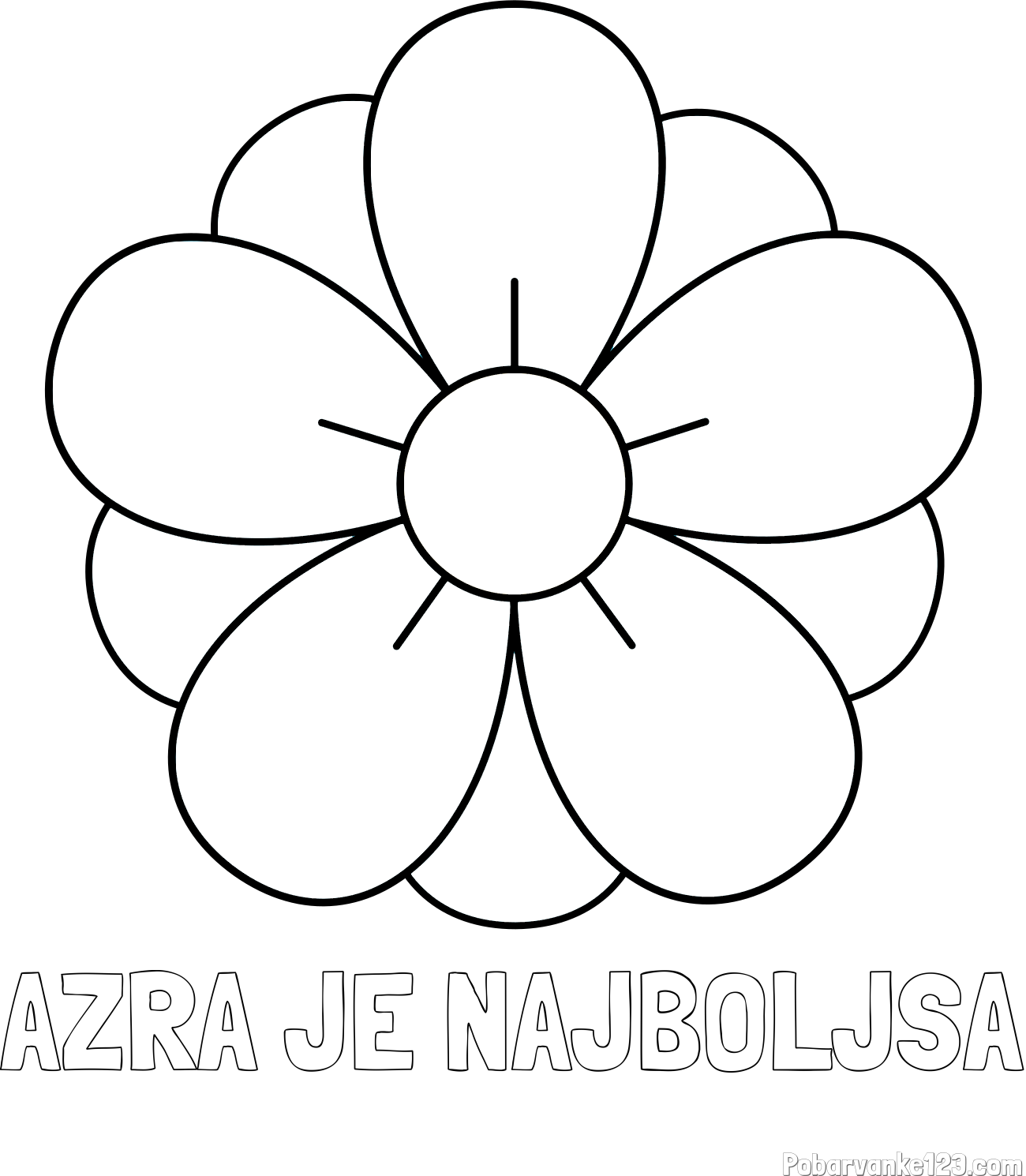 Pobarvanka imena AZRA JE NAJBOLJSA in pobarvanka lepega cveta