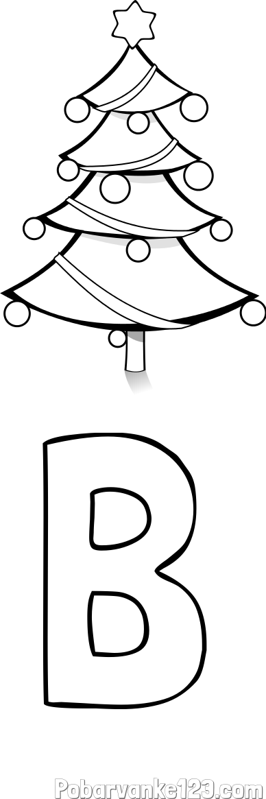 Pobarvanka imena B in božična smreka