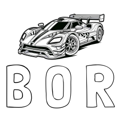 Online izdelana pobarvanka - Pobarvanka imena B O R in pobarvanka modernega športnega avtomobila
