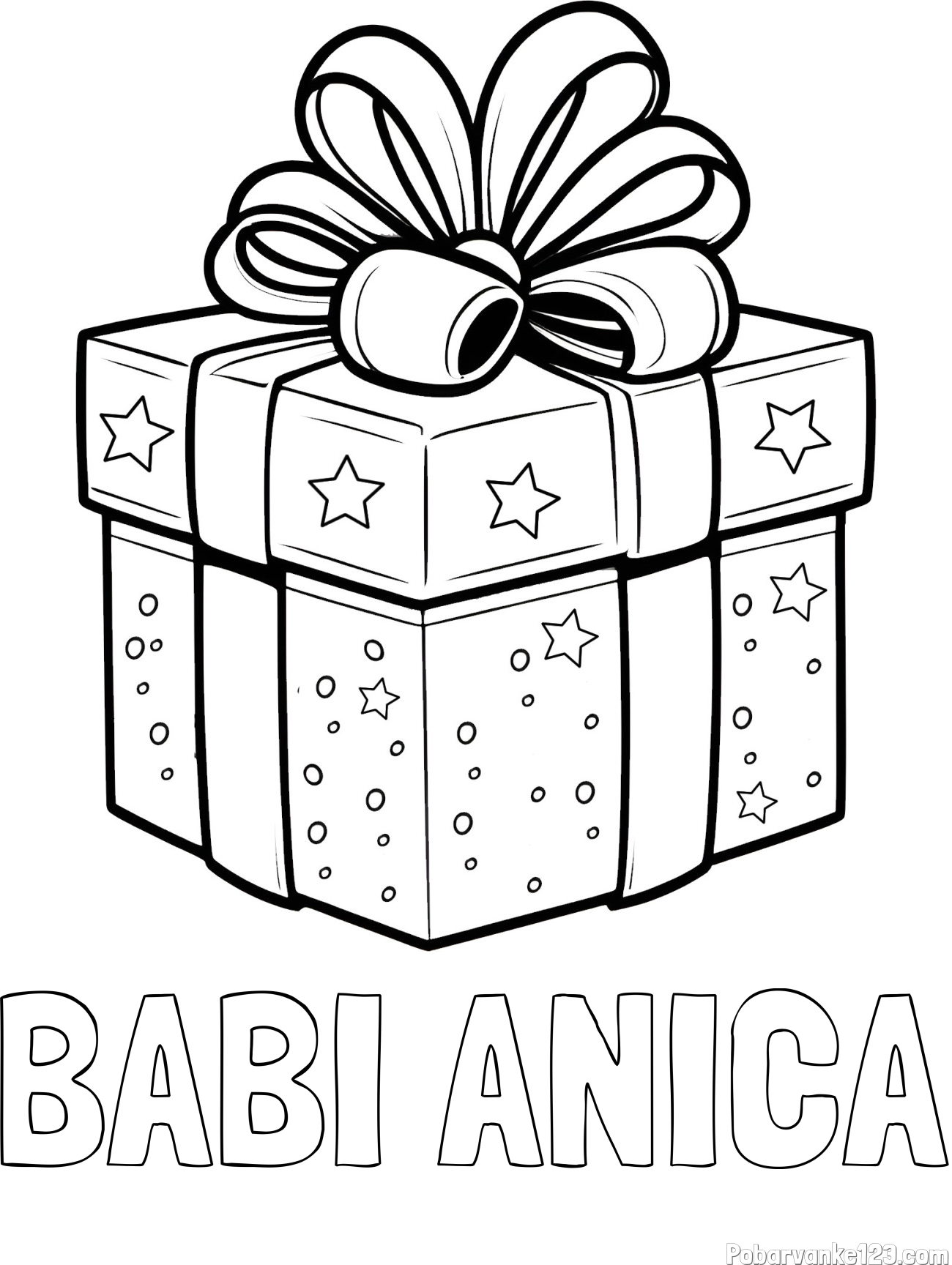 Pobarvanka imena BABI ANICA in pobarvanka božičnega darila