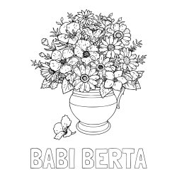 Online izdelana pobarvanka - Pobarvanka imena BABI BERTA in pobarvanka cvetja v vazi