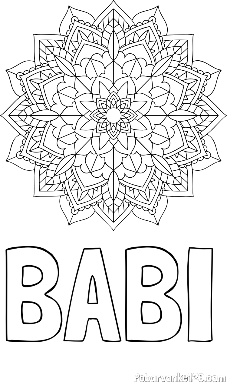 Pobarvanka imena BABI in Čudovita pobarvanka mendale