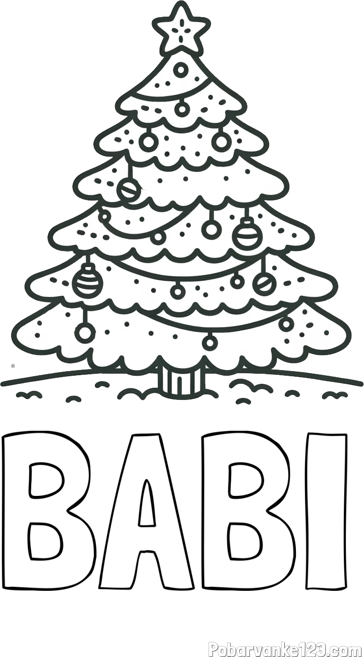 Pobarvanka imena BABI in pobarvanka božičnega drevesa