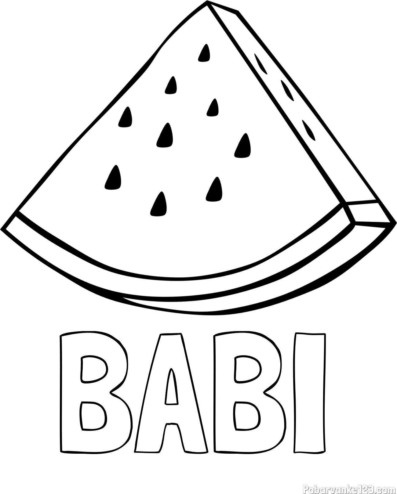 Pobarvanka imena BABI in pobarvanka lubenice