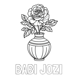 Online izdelana pobarvanka - Pobarvanka imena BABI JOŽI in pobarvanka vrtnice v vazi