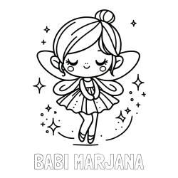 Online izdelana pobarvanka - Pobarvanka imena BABI MARJANA in otroška pobarvanka čarobne vile