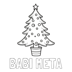 Online izdelana pobarvanka - Pobarvanka imena BABI META in pobarvanka lepe božične smrečice
