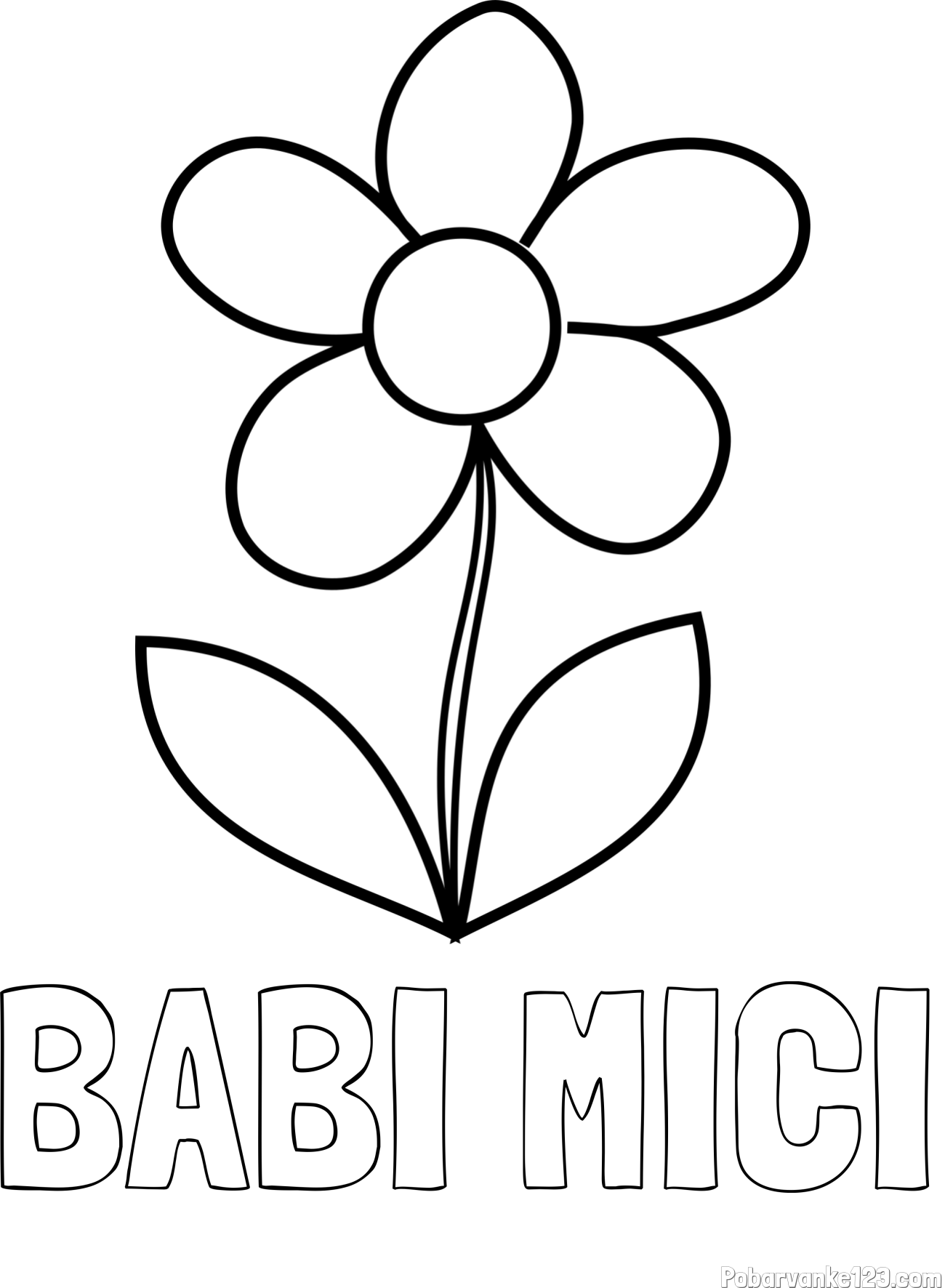 Pobarvanka imena BABI MICI in otroška pobarvanka rože