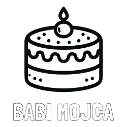 Online izdelana pobarvanka - Pobarvanka imena BABI MOJCA in otroška pobarvanka majhne torte