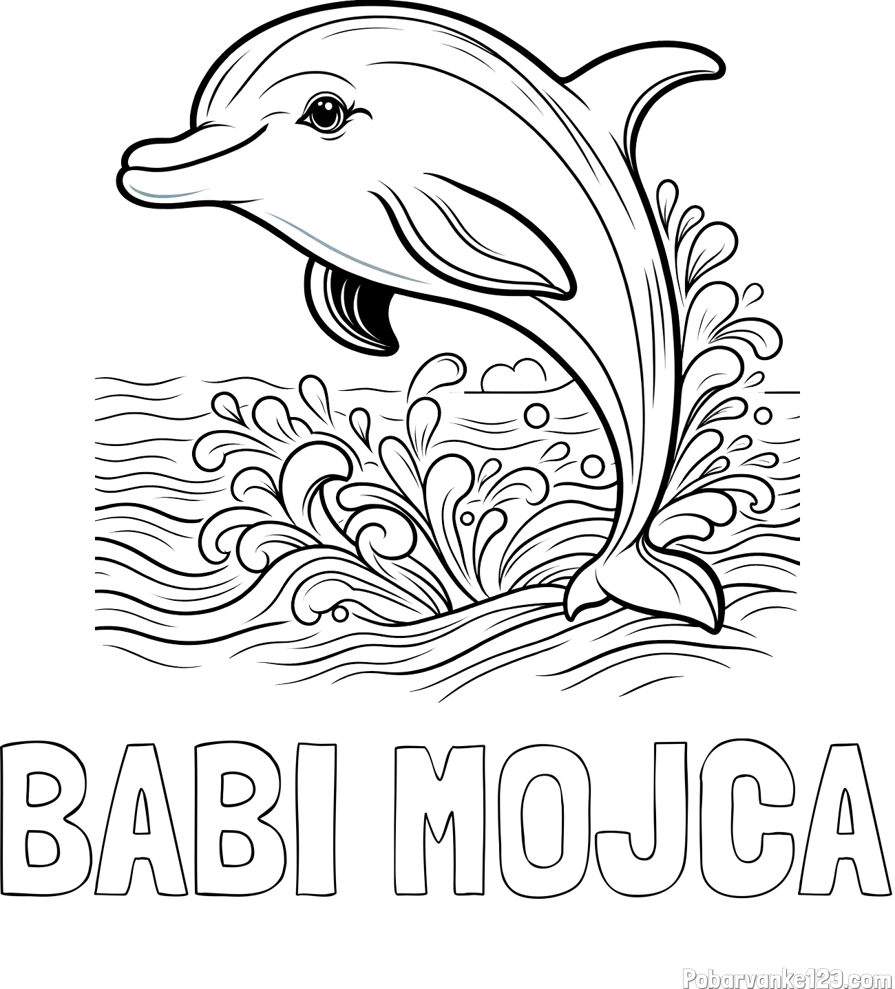 Pobarvanka imena BABI MOJCA in pobarvanka ljubkega delfina