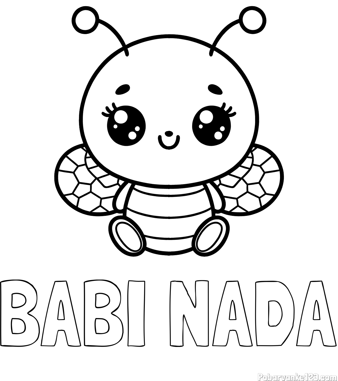 Pobarvanka imena BABI NADA in otroška pobarvanka ljubke čebele