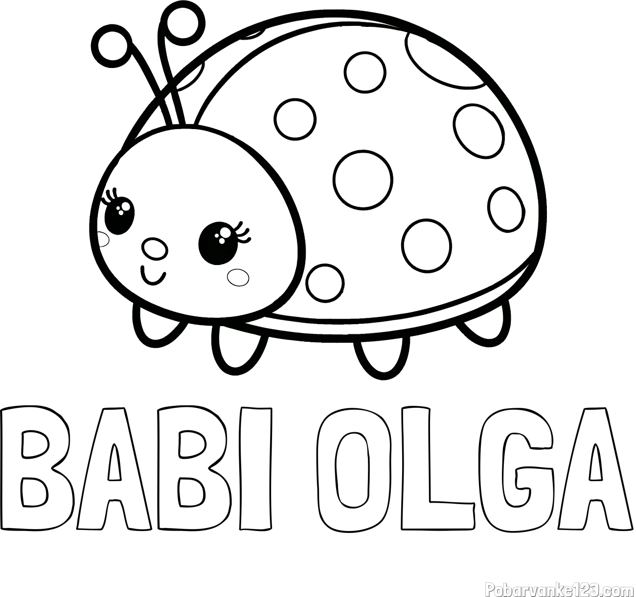 Pobarvanka imena BABI OLGA in pobarvanka ljubke pikapolonice