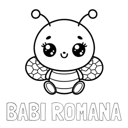 Online izdelana pobarvanka - Pobarvanka imena BABI ROMANA in otroška pobarvanka ljubke čebele