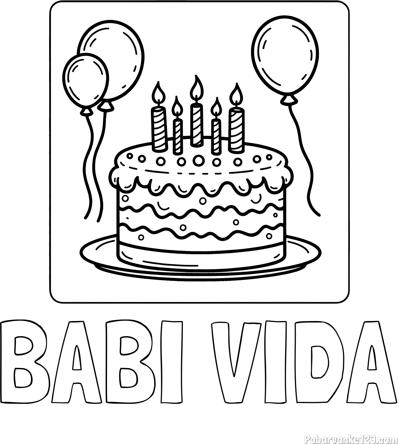 Pobarvanka imena BABI VIDA in pobarvanka torte za 5. rojstni dan