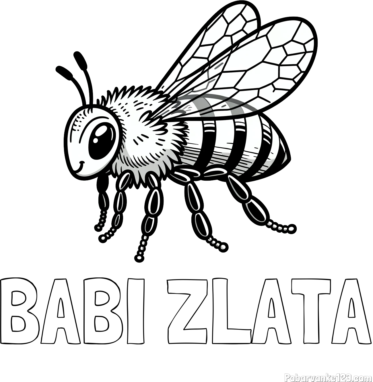 Pobarvanka imena BABI ZLATA in otroška pobarvanka čebele (realistična)