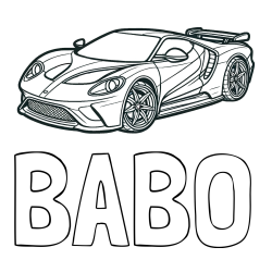 Online izdelana pobarvanka - Pobarvanka imena BABO in Športni avtomobil