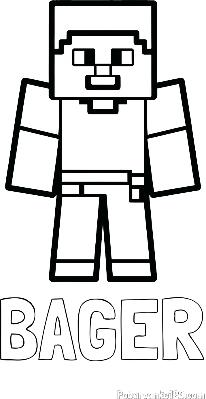 Pobarvanka imena BAGER in pobarvanka Minecraft figurice