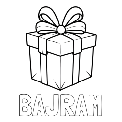 Online izdelana pobarvanka - Pobarvanka imena BAJRAM in pobarvanka darilne škatle s pentljo