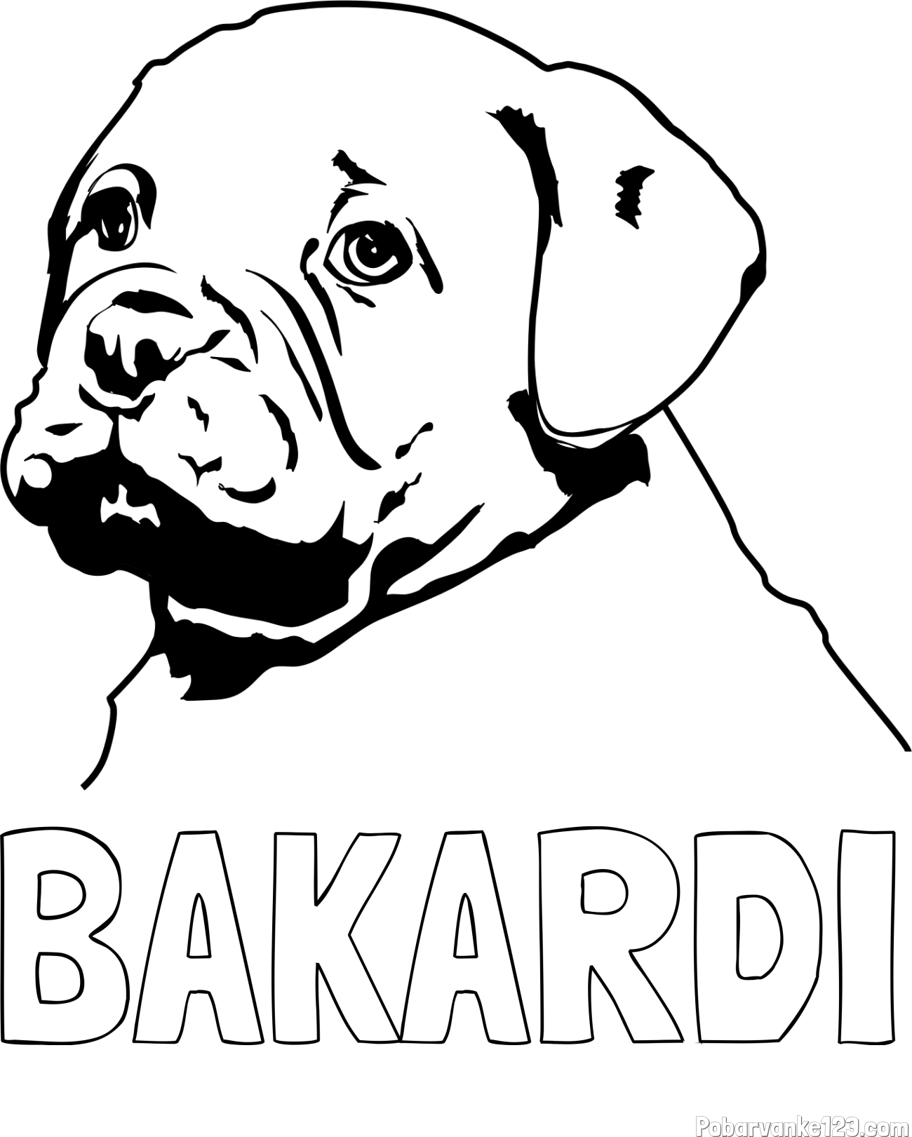 Pobarvanka imena BAKARDI in pobarvanka prikupnega bulldog mladička
