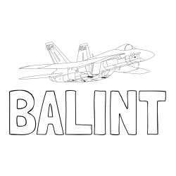 Online izdelana pobarvanka - Pobarvanka imena BALINT in pobarvanka letala Hornet