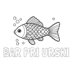 Online izdelana pobarvanka - Pobarvanka imena BAR PRI URŠKI in pobarvanka ribe