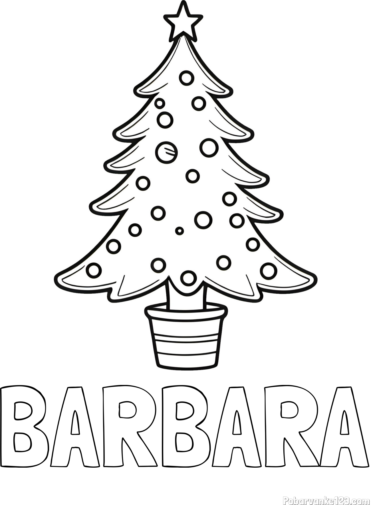 Pobarvanka imena BARBARA in pobarvanka lepe božične smrečice