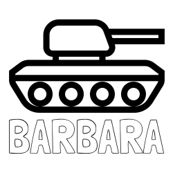 Online izdelana pobarvanka - Pobarvanka imena BARBARA in pobarvanka majhnega tanka