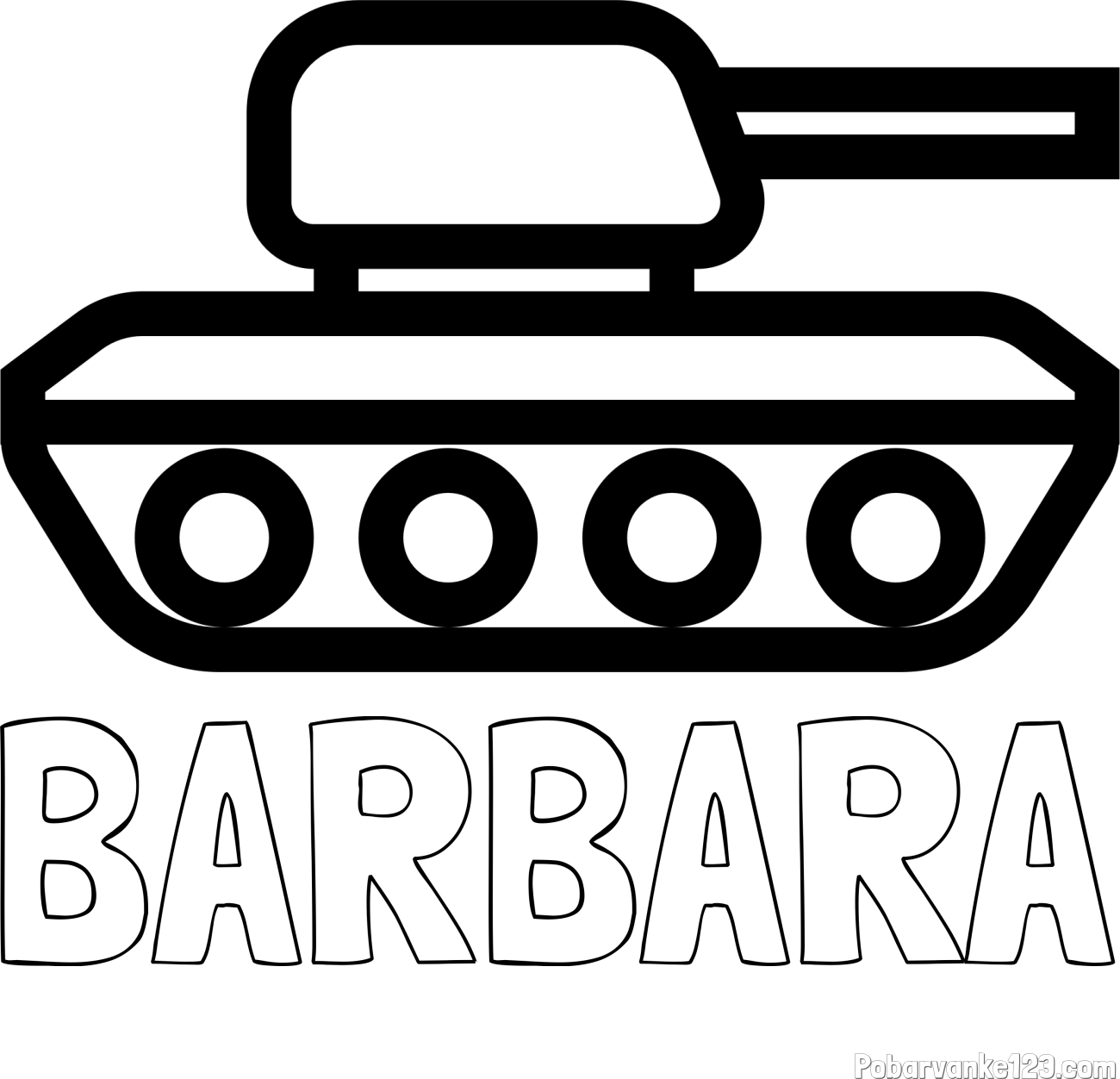 Pobarvanka imena BARBARA in pobarvanka majhnega tanka