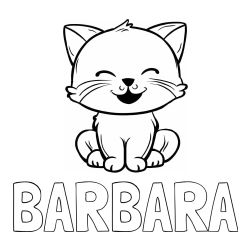 Pobarvanka imena BARBARA ter mucke