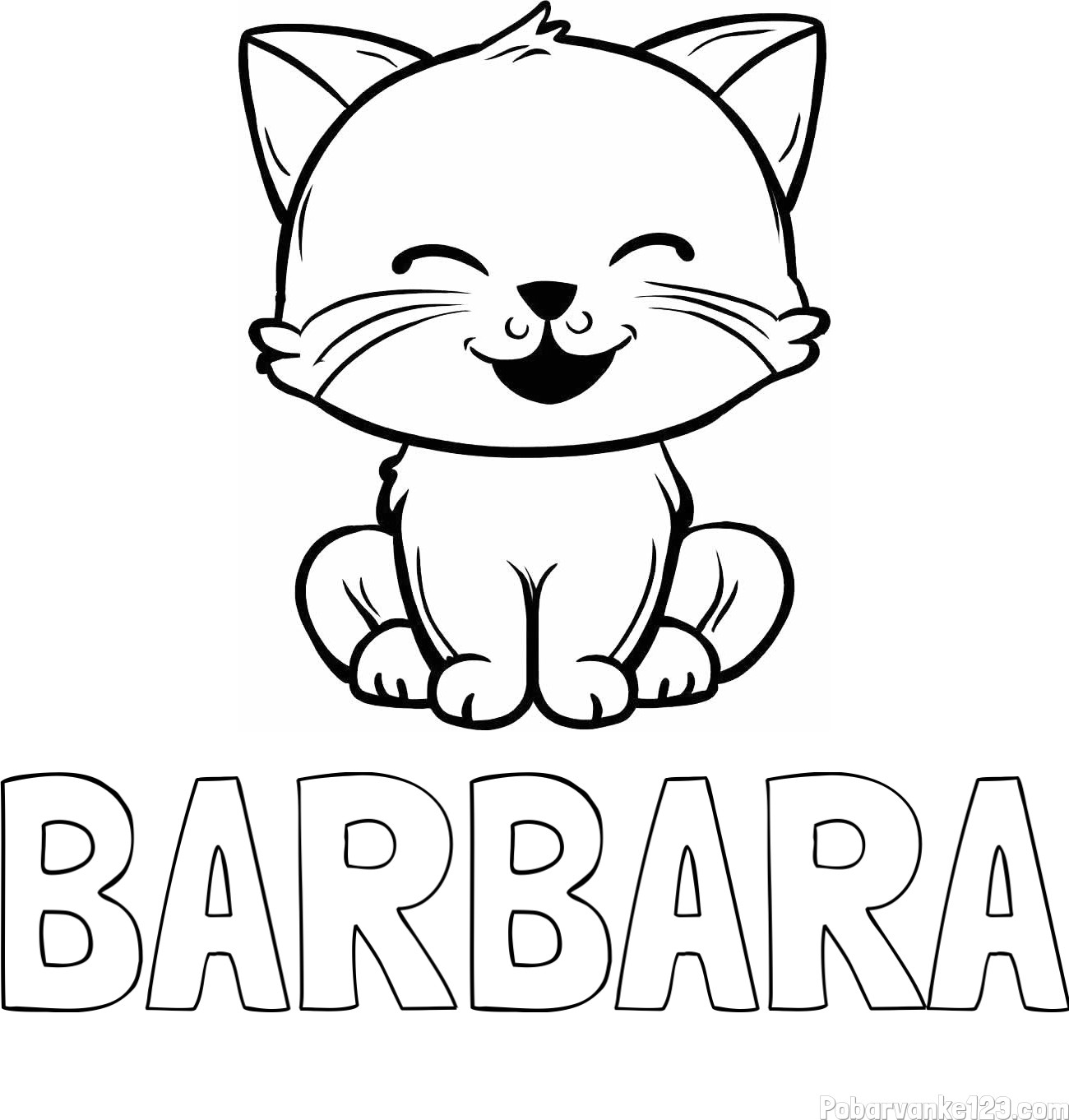Pobarvanka imena BARBARA ter mucke