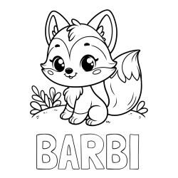 Online izdelana pobarvanka - Pobarvanka imena BARBI in pobarvanka lisičke
