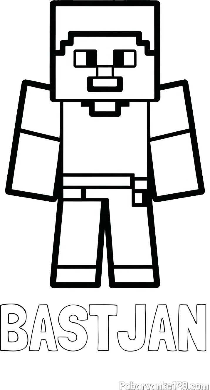 Pobarvanka imena BASTJAN in pobarvanka Minecraft figurice