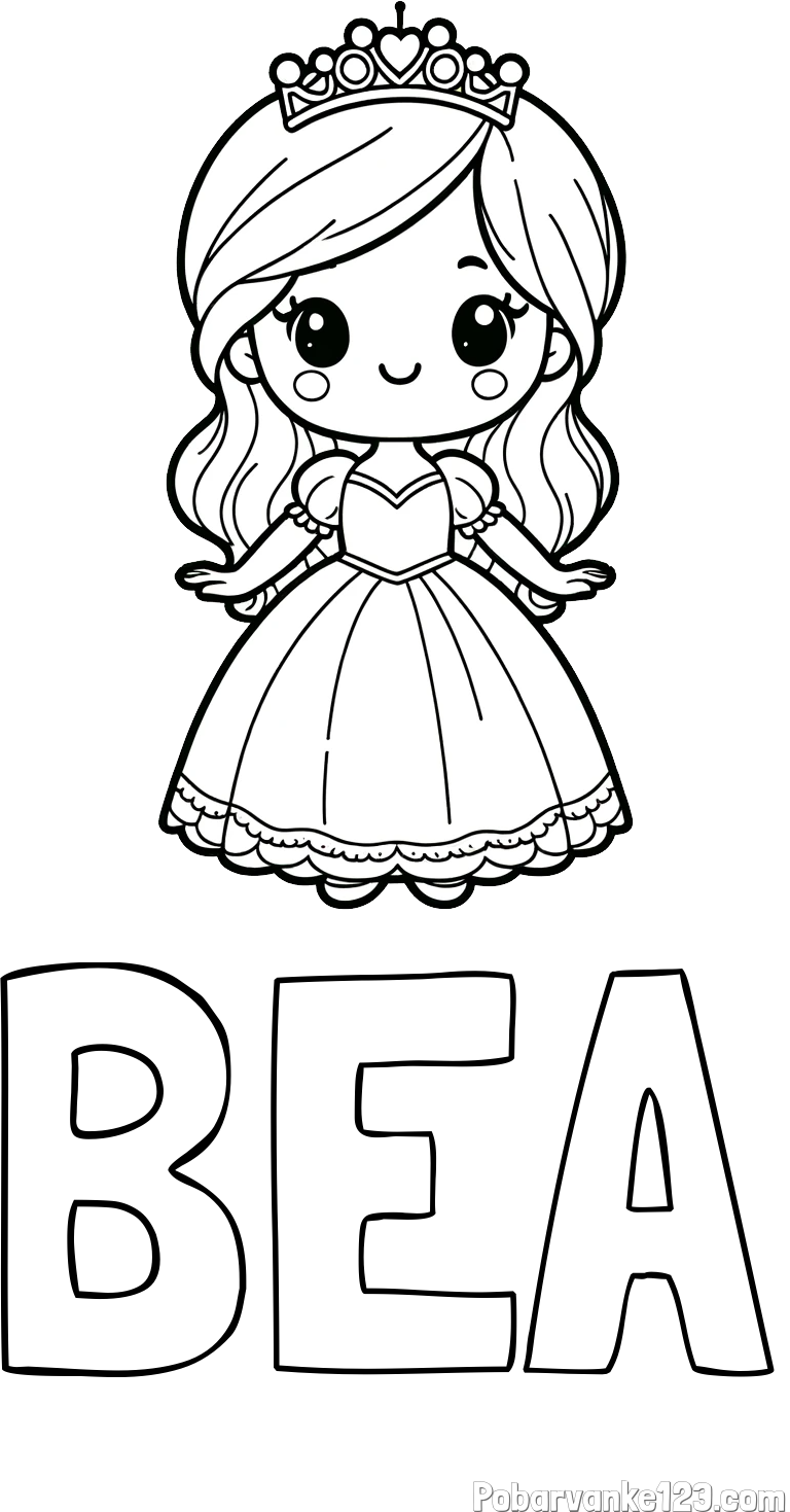 Pobarvanka imena BEA in pobarvanka ljubke princeske