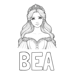 Pobarvanka imena BEA in pobarvanka realistične princese