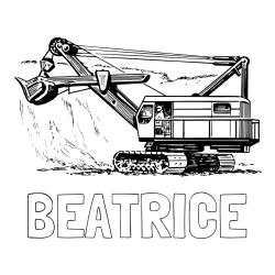 Online izdelana pobarvanka - Pobarvanka imena BEATRICE in pobarvanka bagra 2