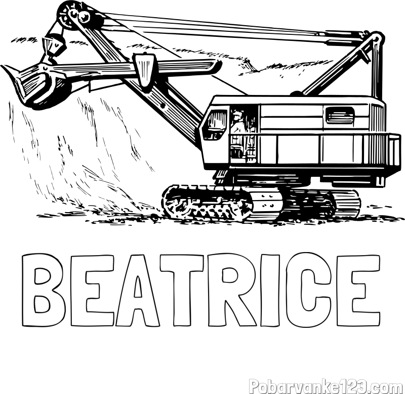 Pobarvanka imena BEATRICE in pobarvanka bagra 2