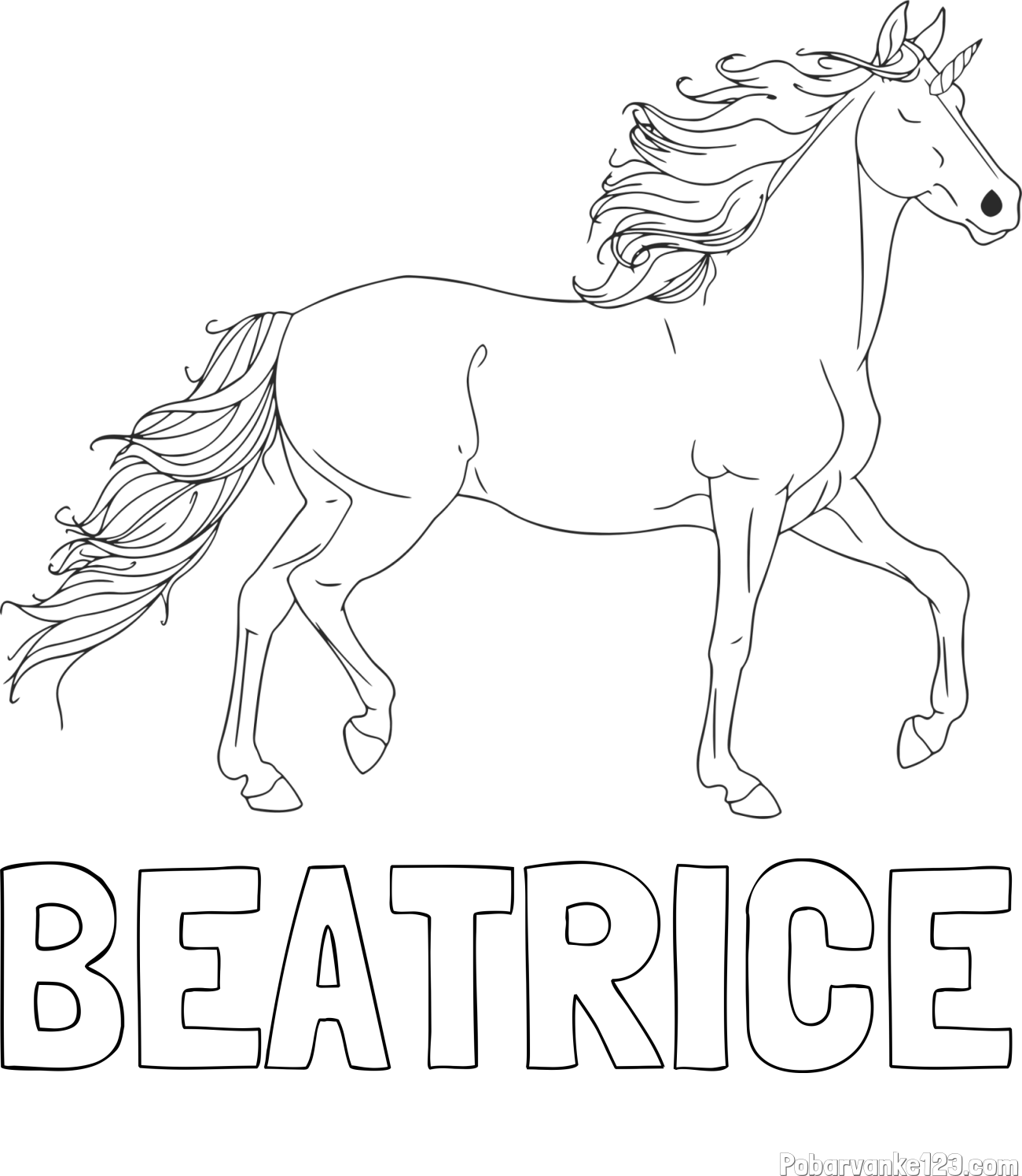 Pobarvanka imena BEATRICE in samorog