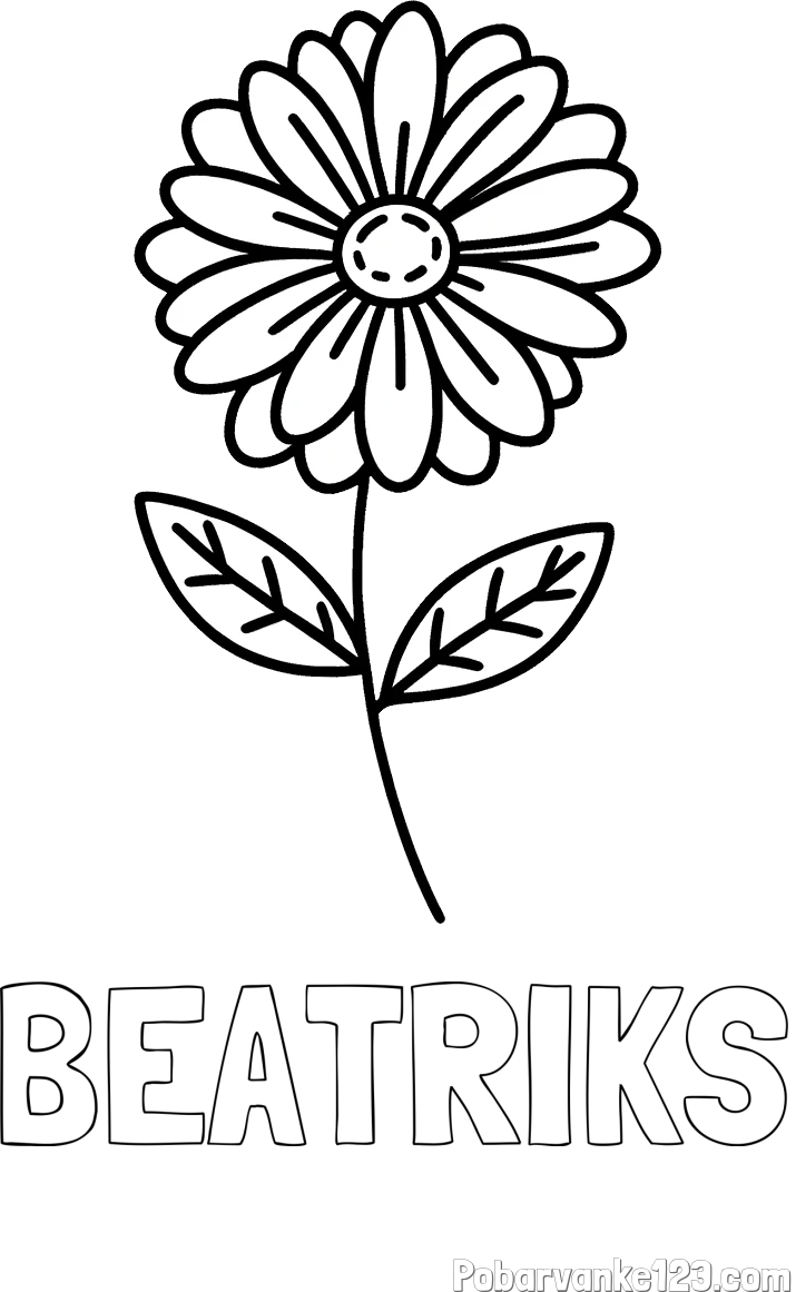 Pobarvanka imena BEATRIKS in pobarvanka rožice