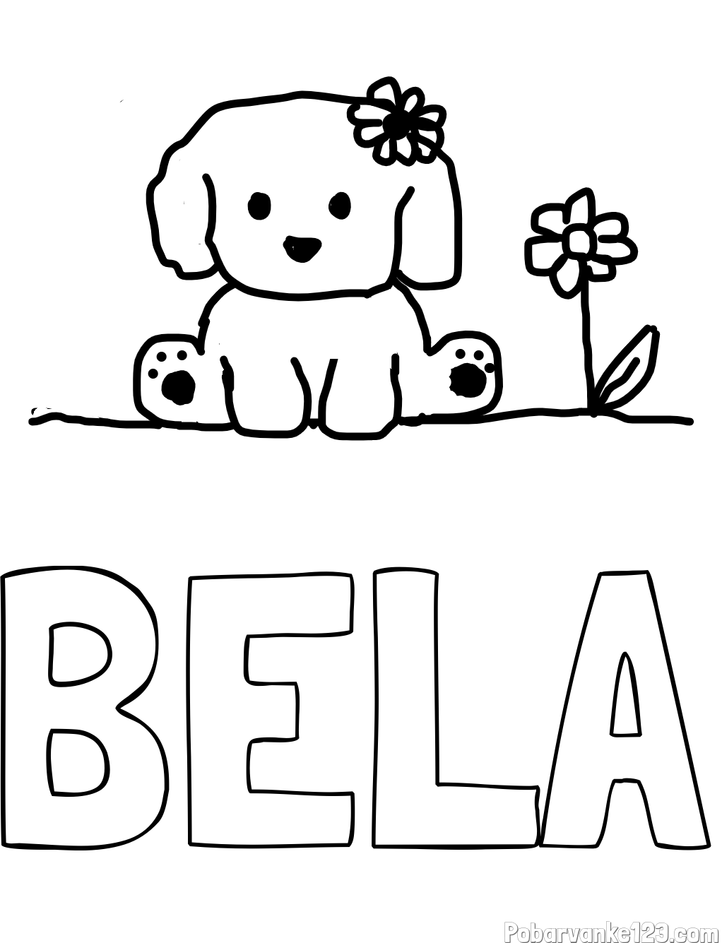 Pobarvanka imena BELA in KUŽIKA