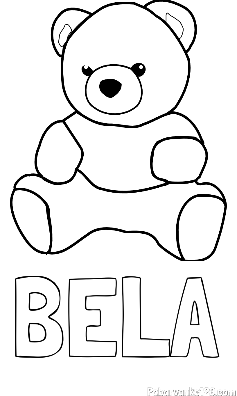 Pobarvanka imena BELA in pobarvanka medvedka