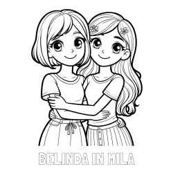 Online izdelana pobarvanka - Pobarvanka imena BELINDA IN MILA in pobarvanka ljubkih prijateljic