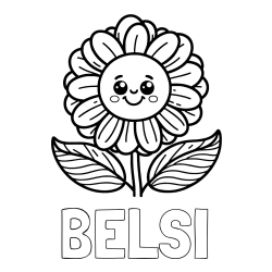 Online izdelana pobarvanka - Pobarvanka imena BELŠI in pobarvanka ljubke in nasmejane rože