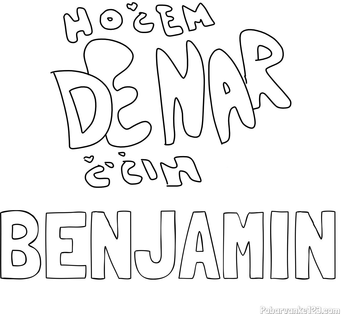 Pobarvanka imena BENJAMIN in pobarvanka Hočem denar 💲