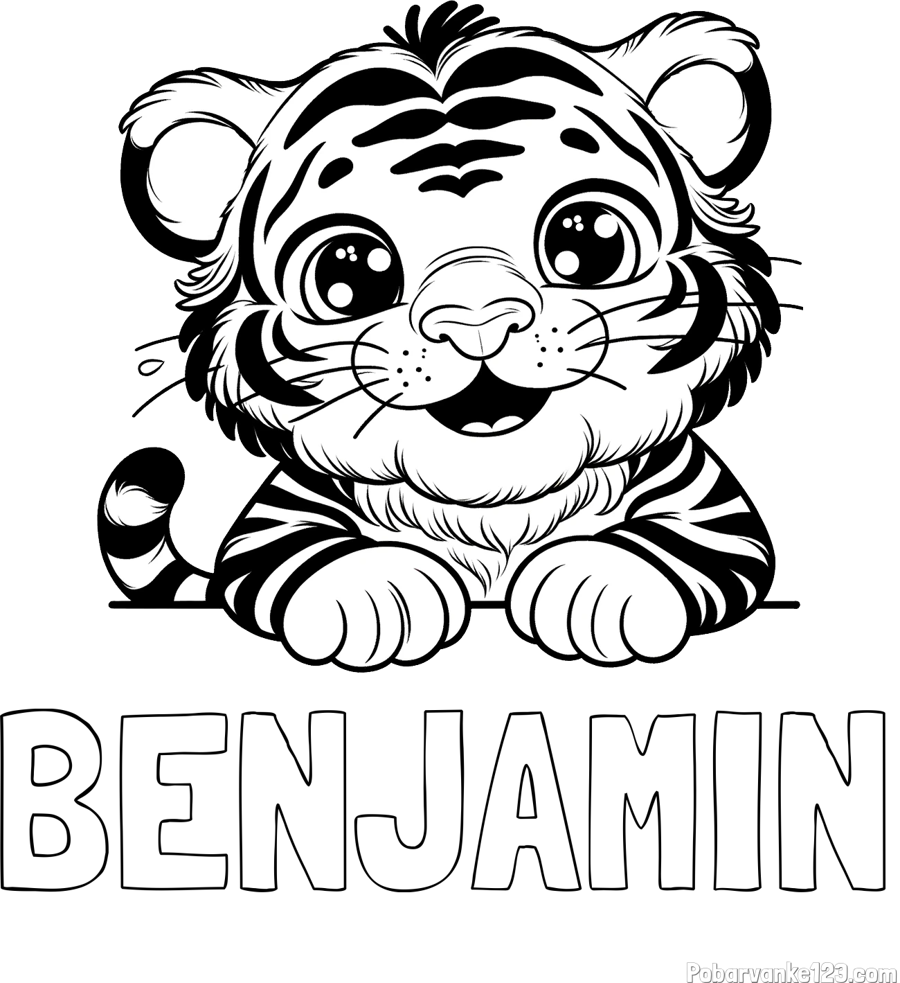 Pobarvanka imena BENJAMIN in pobarvanka tigrček