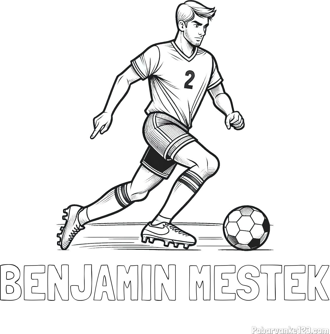 Pobarvanka imena BENJAMIN MESTEK in pobarvanka nogometaša