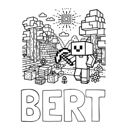 Online izdelana pobarvanka - Pobarvanka imena BERT in pobarvanka Minecraft sveta