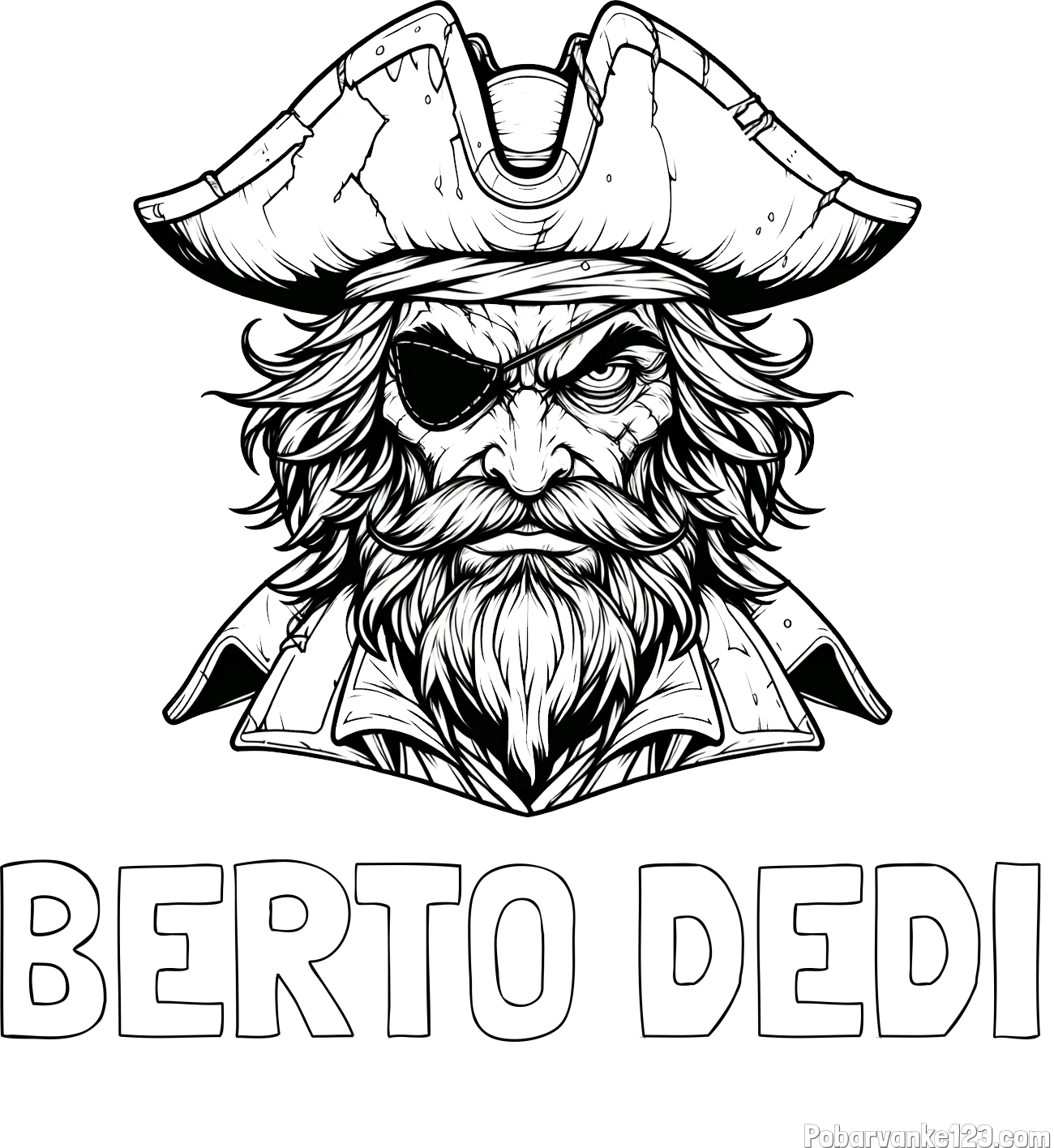 Pobarvanka imena BERTO DEDI in pobarvanka zlobnega gusarja