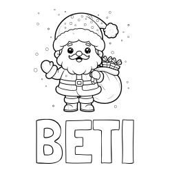 Pobarvanka imena BETI in pobarvanka Božička s polno vrečo daril